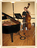 Luke Steele - double bassist in Cafecito Live Latin Band at the recording session for our first CD - El Gato